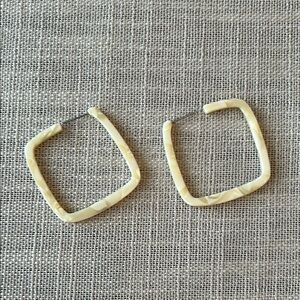 Cream Square Hoop Earrings